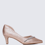 Dahlina Comfy Heels In Rose Gold