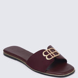 Toffee Comfy Sandals In Burgundy