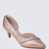 Dahlina Comfy Heels In Rose Gold
