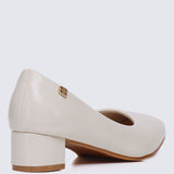 Lucy Ultra WideFit Comfy Heels In Off White