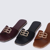 Toffee Comfy Sandals In Burgundy