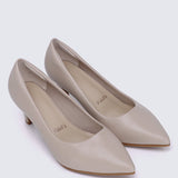 Alvina Wide Feet Comfy Heels In AlmondShoes - myballerine