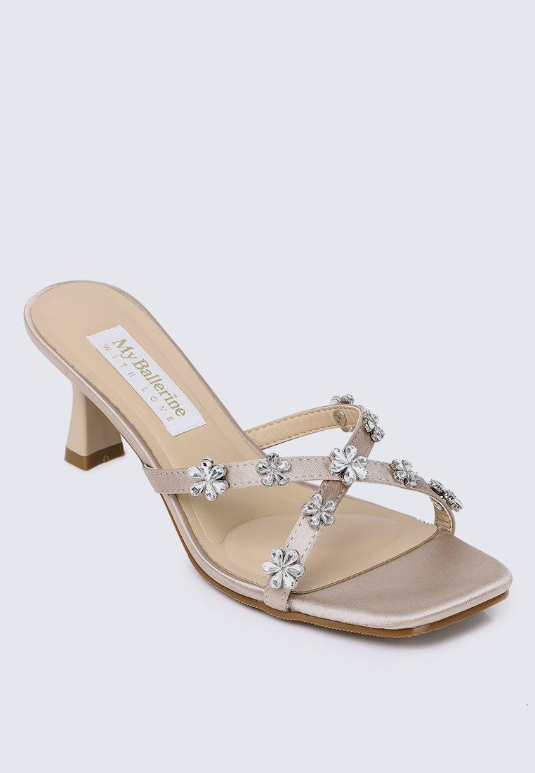 Alyssa Comfy Heels In ChampagneShoes - myballerine