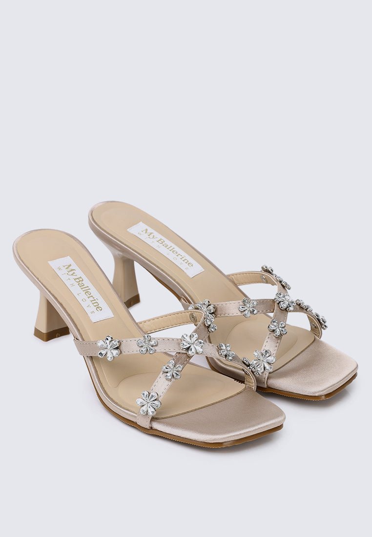 Alyssa Comfy Heels In ChampagneShoes - myballerine
