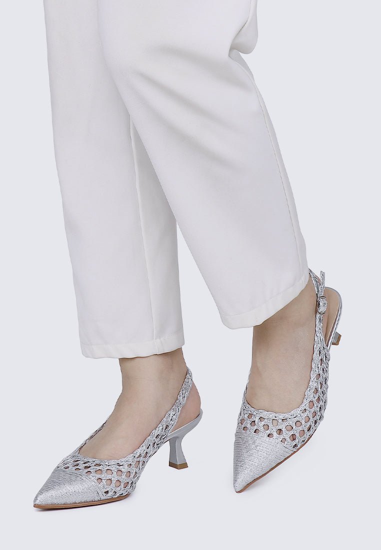 Aviva Comfy Heels In SilverShoes - myballerine