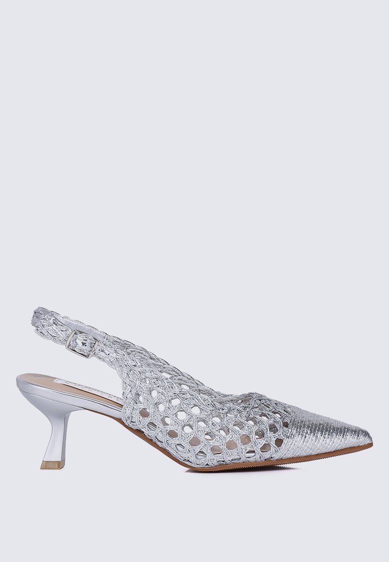 Aviva Comfy Heels In SilverShoes - myballerine