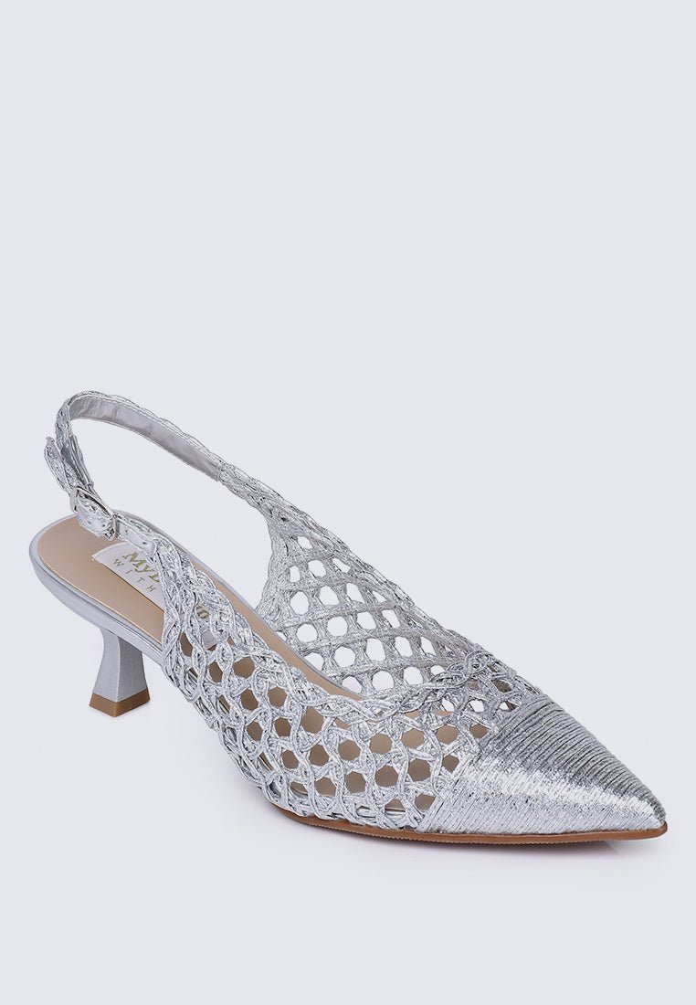 Aviva Comfy Heels In SilverShoes - myballerine
