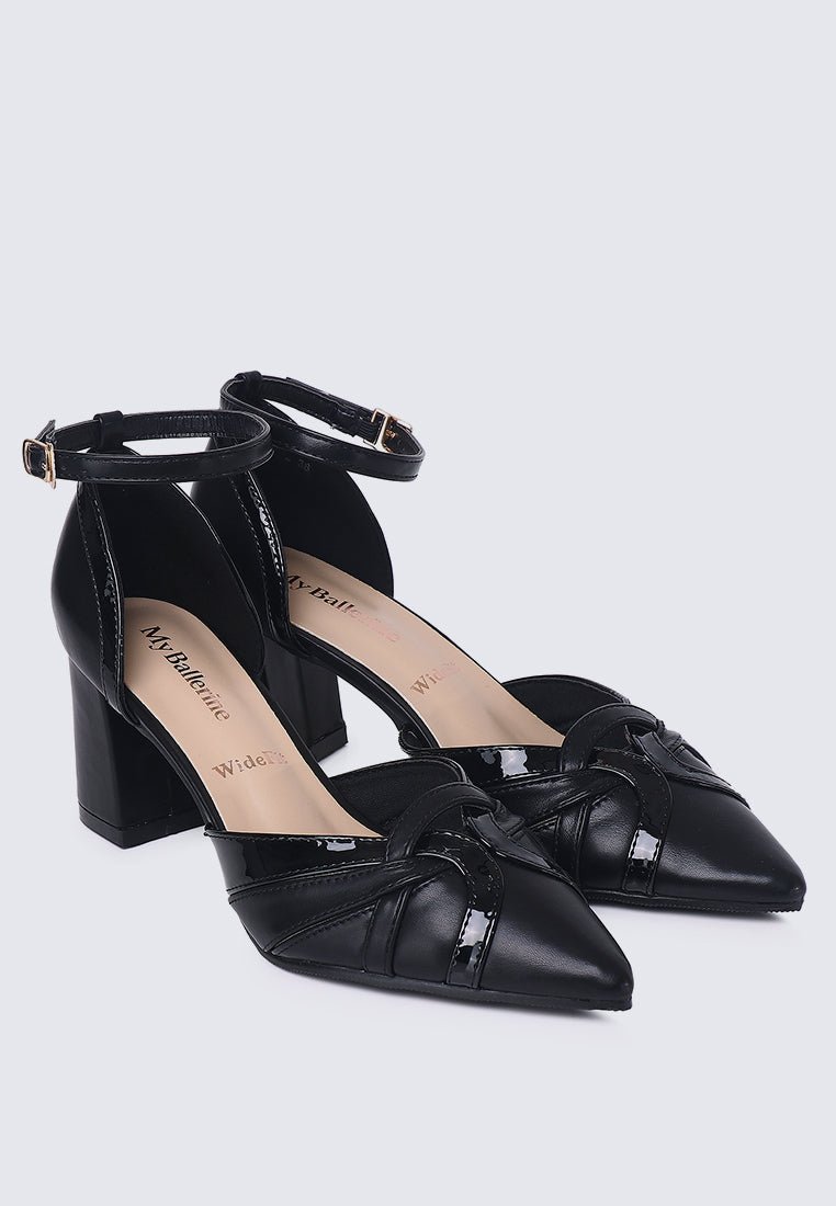Aya WideFit Comfy Heels In BlackShoes - myballerine