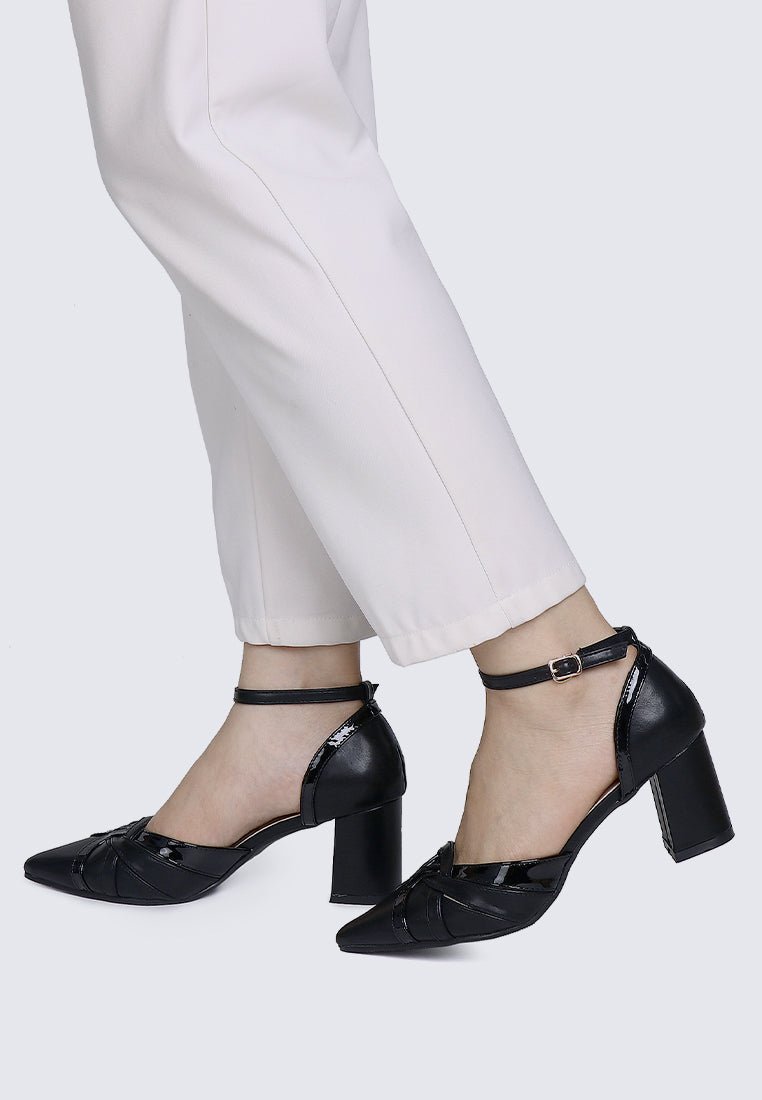 Aya WideFit Comfy Heels In BlackShoes - myballerine