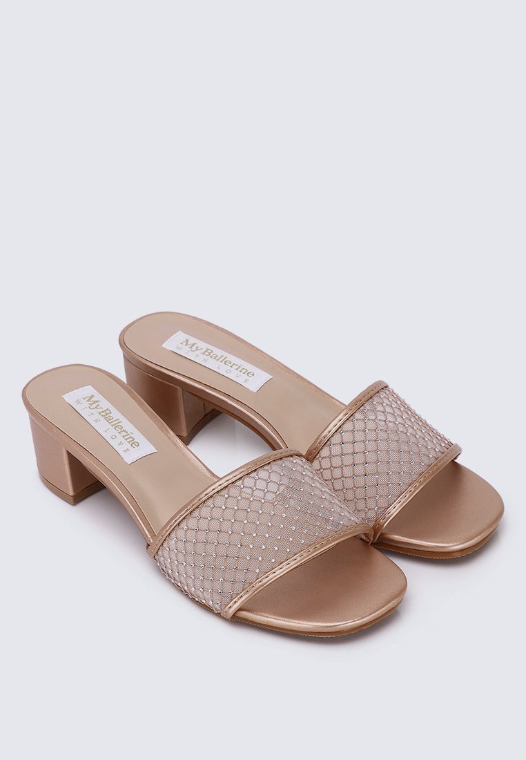 Ayla Comfy Heels In ChampagneShoes - myballerine