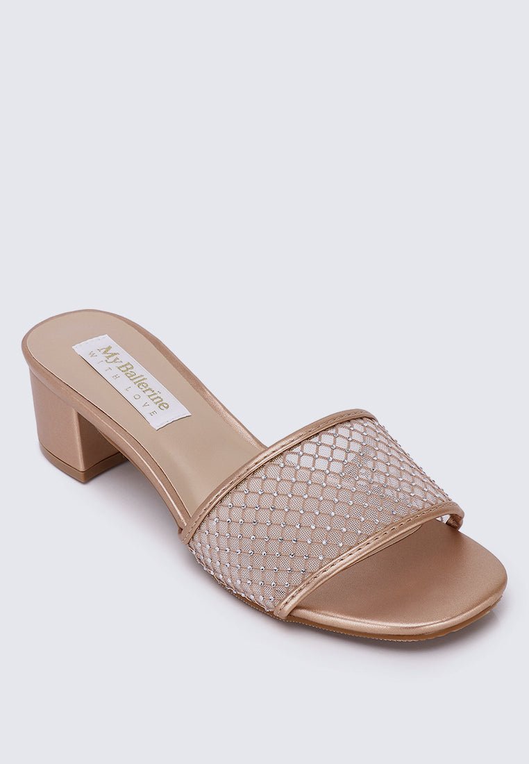 Ayla Comfy Heels In ChampagneShoes - myballerine