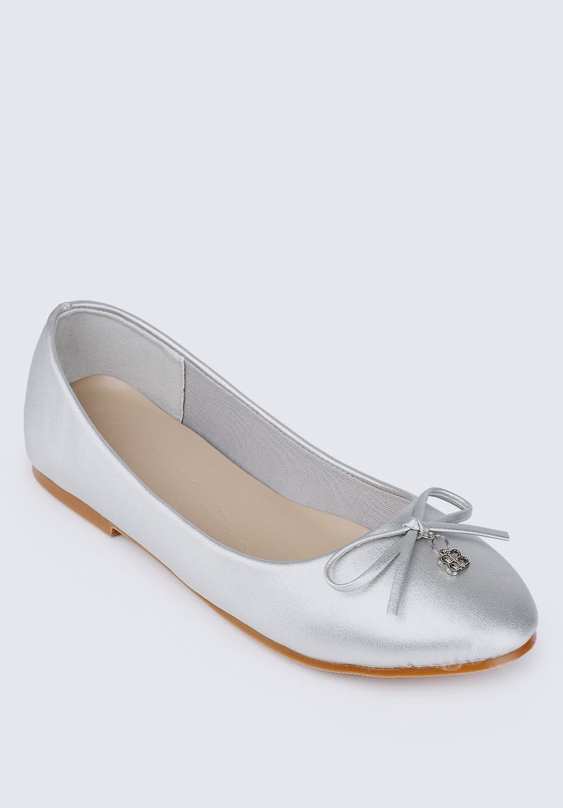 Briony Comfy Ballerina In Silver - myballerine