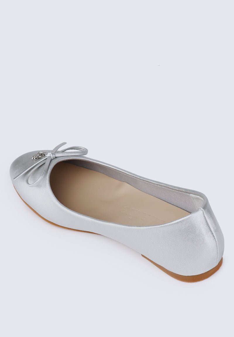 Briony Comfy Ballerina In Silver - myballerine