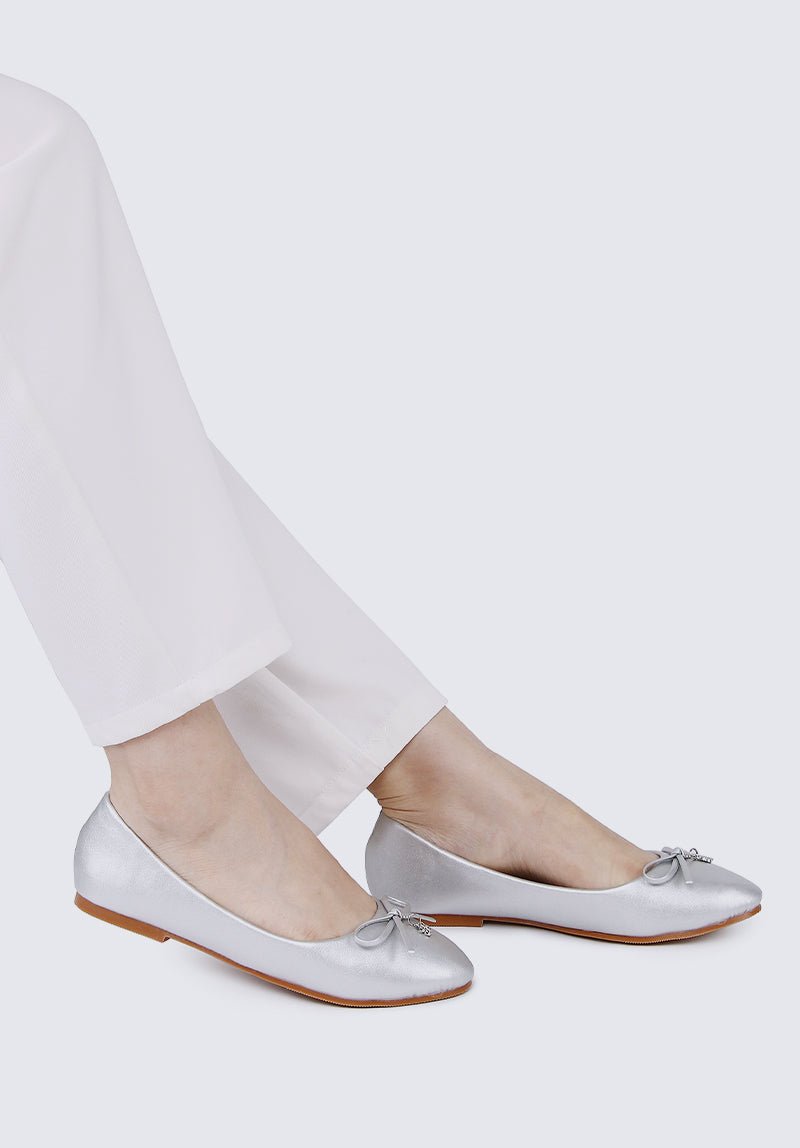 Briony Comfy Ballerina In Silver - myballerine