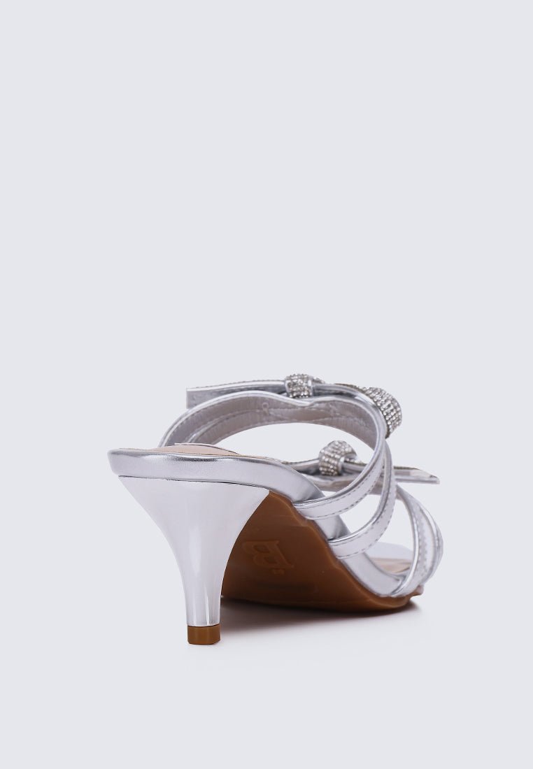 Crystal Comfy Heels In SilverShoes - myballerine