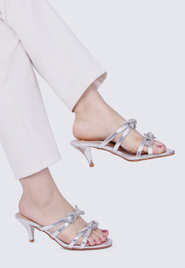 Crystal Comfy Heels In SilverShoes - myballerine