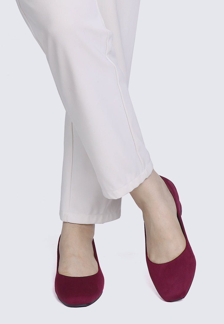 Leah Comfy Pumps In MaroonShoes - myballerine