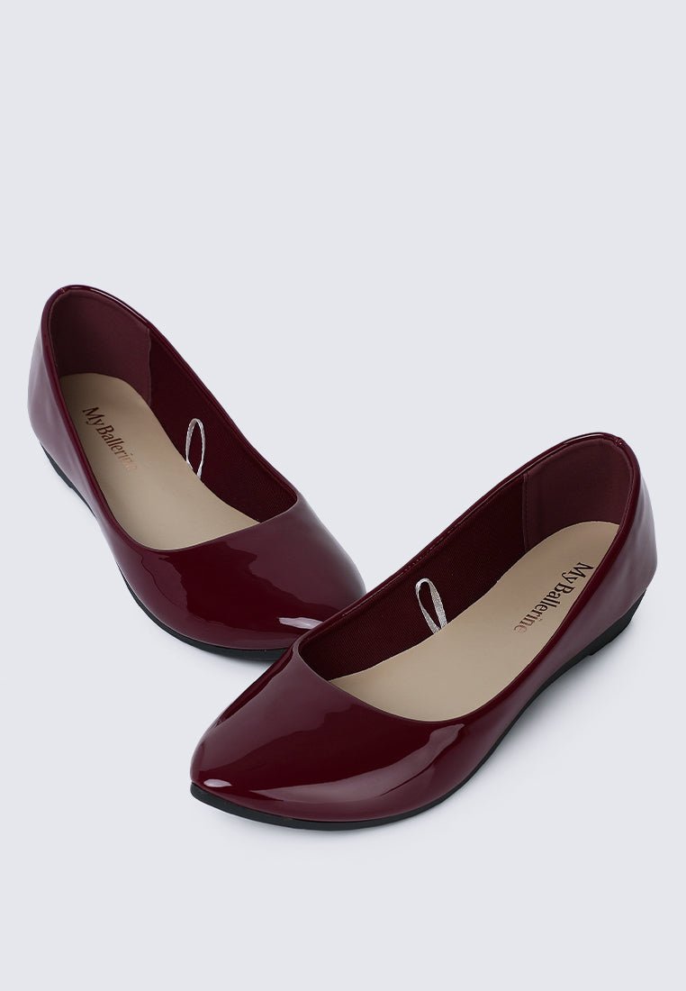 Lunna Comfy Ballerina In MaroonShoes - myballerine