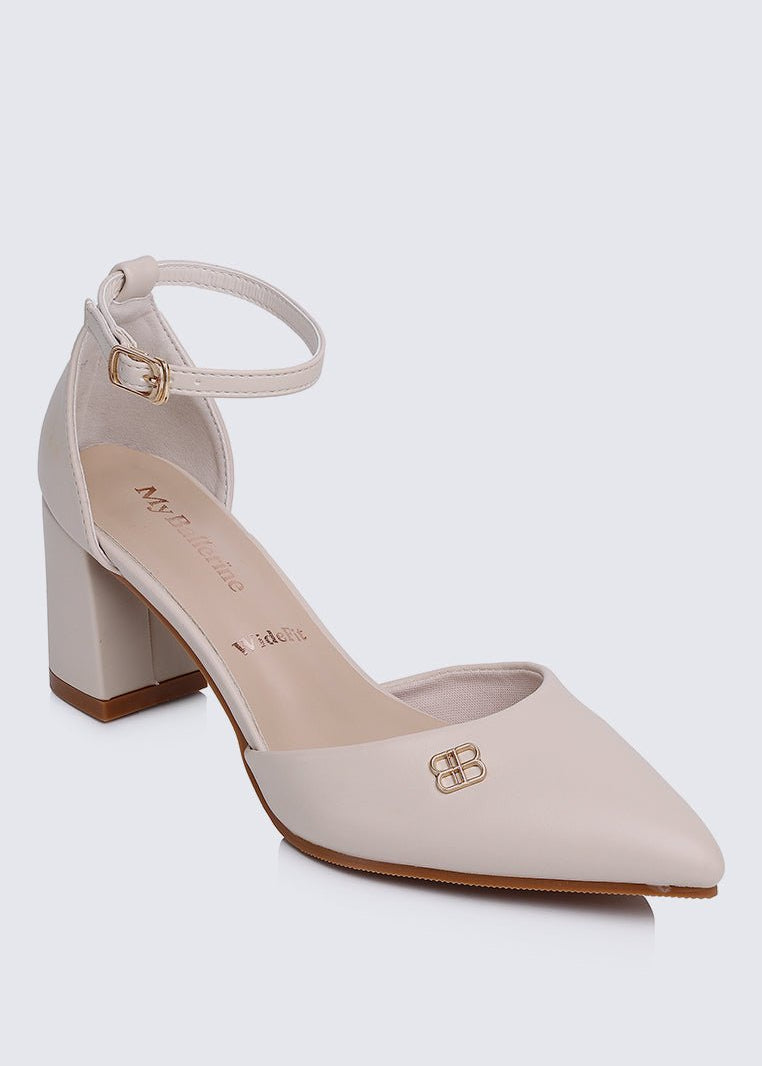 Mandy WideFit Comfy Heels In BeigeShoes - myballerine