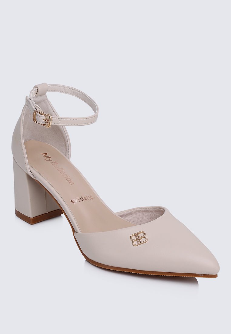 Mandy WideFit Comfy Heels In BeigeShoes - myballerine