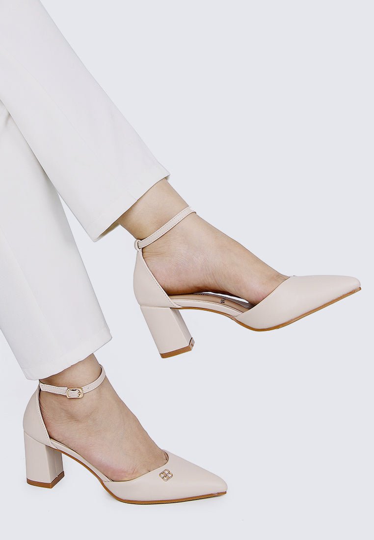 Mandy WideFit Comfy Heels In BeigeShoes - myballerine