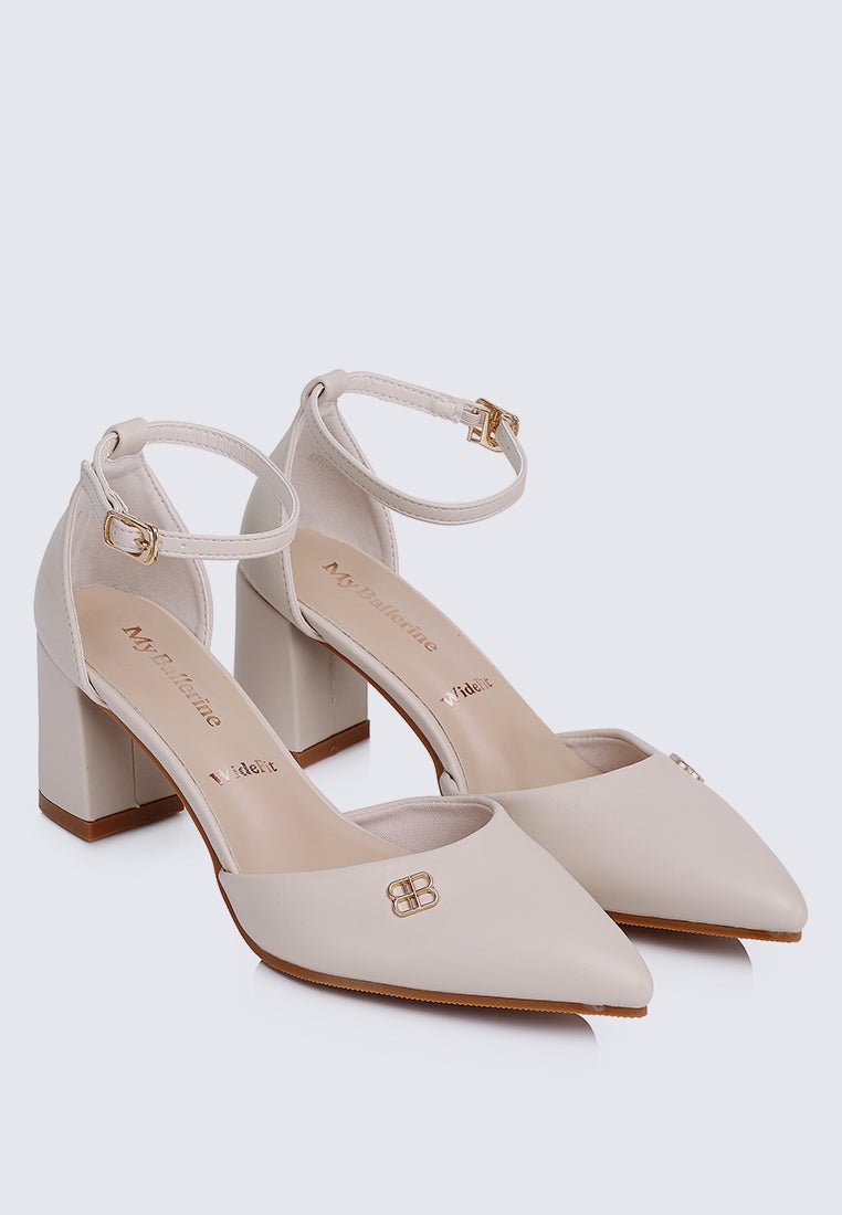 Mandy WideFit Comfy Heels In BeigeShoes - myballerine