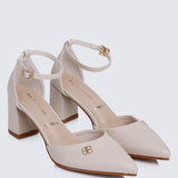 Mandy WideFit Comfy Heels In BeigeShoes - myballerine