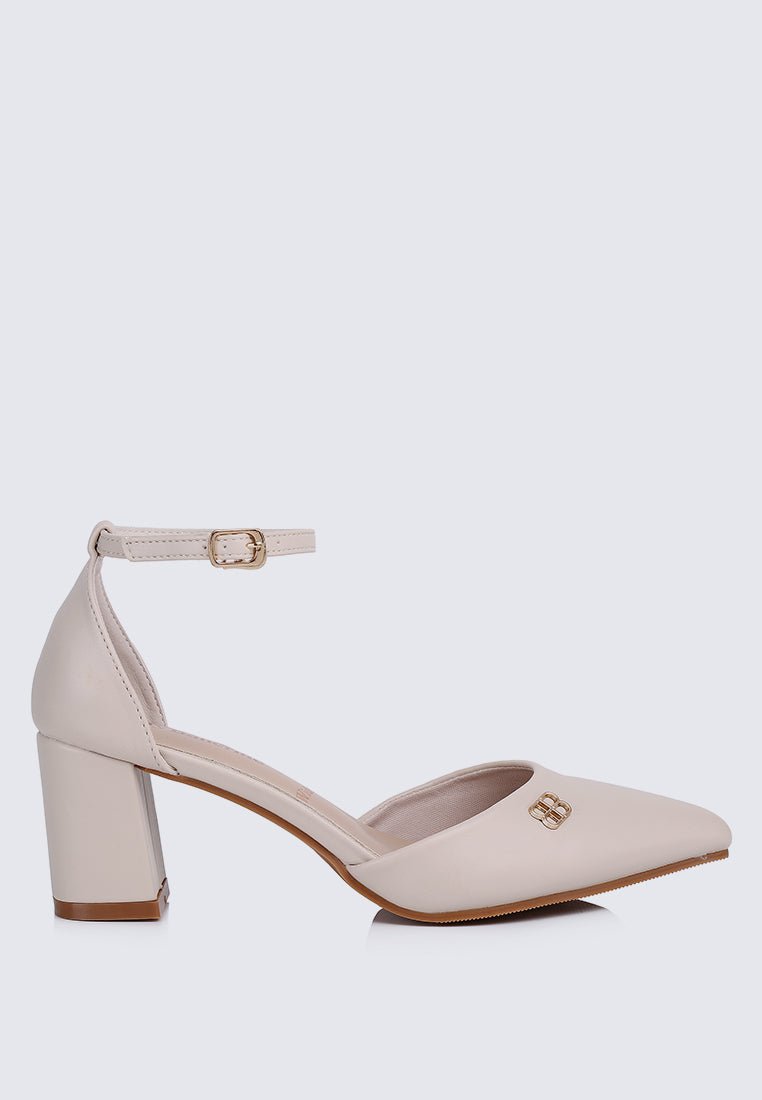 Mandy WideFit Comfy Heels In BeigeShoes - myballerine