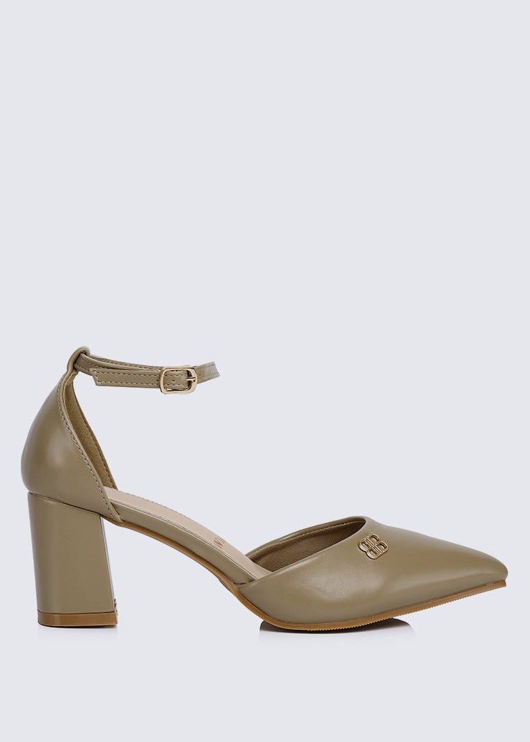 Mandy WideFit Comfy Heels In TaupeShoes - myballerine