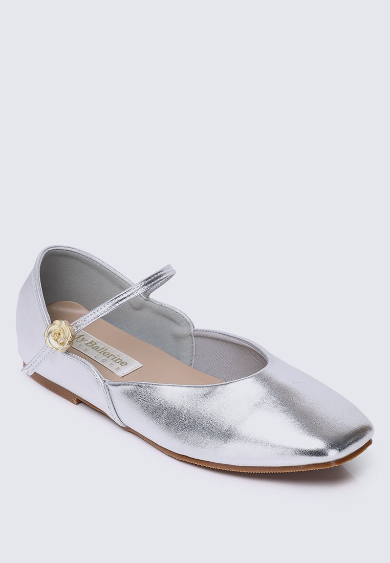 Pétale De Rose Comfy Ballerina In SilverShoes - myballerine