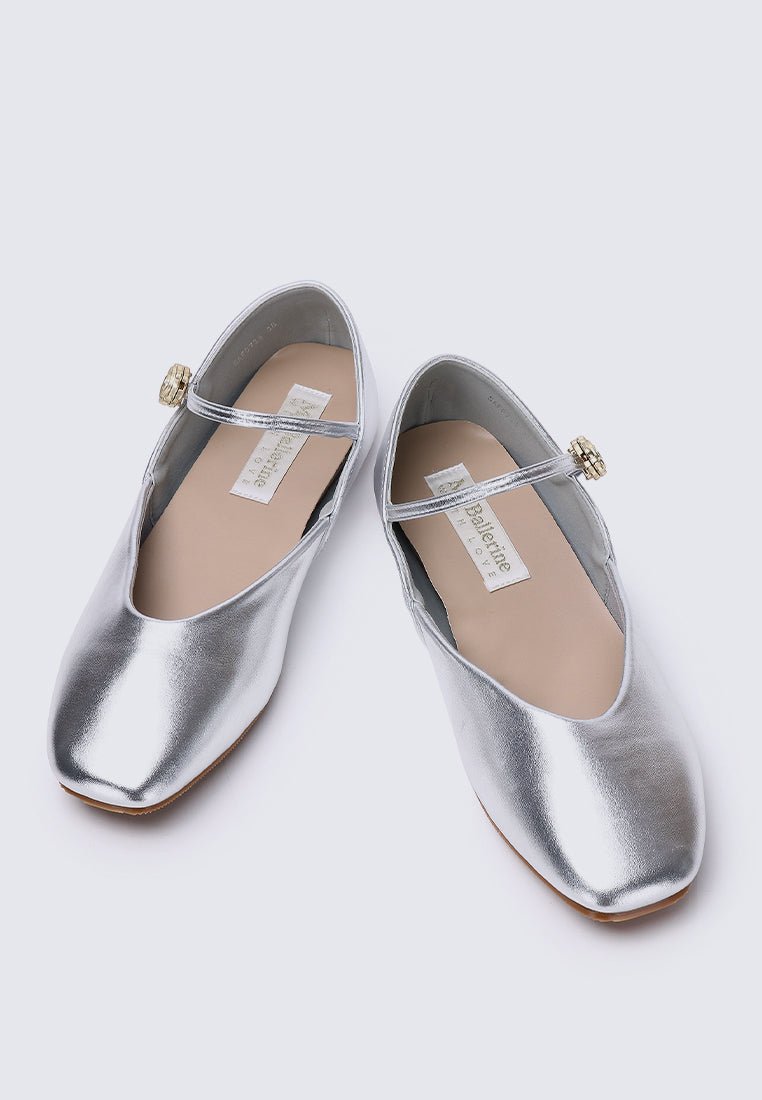 Pétale De Rose Comfy Ballerina In SilverShoes - myballerine