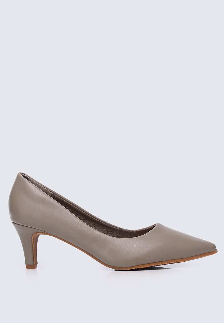 Alvina Wide Feet Comfy Heels In Taupe