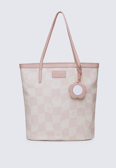 Checker Me Out Tote Bag In Pink