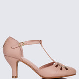 Lovella Comfy Heels In Nude Pink