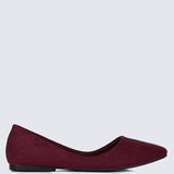 Cece Suede Comfy Ballerina In Burgundy