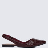 Kate Woven Comfy Ballerina In Burgundy