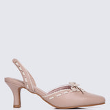 Maison Comfy Heels In Nude
