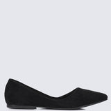 Cece Suede Comfy Ballerina In Black