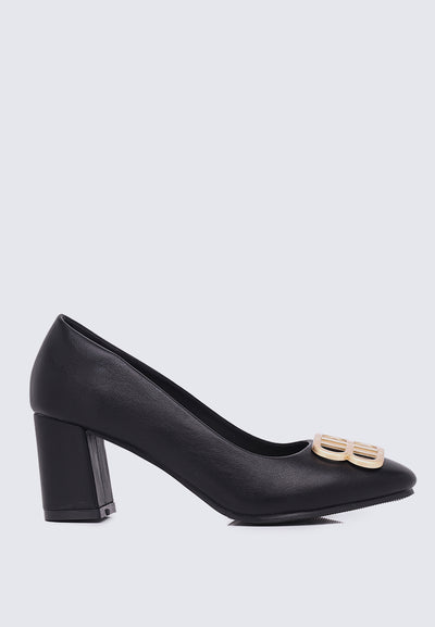 Vanessa Wide Feet Comfy Heels In Black