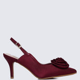 Whispers Of Petals Comfy Heels In Maroon