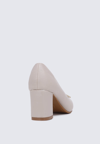 Vanessa Wide Feet Comfy Heels In Almond