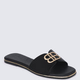 Toffee Comfy Sandals In Black