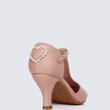 Lovella Comfy Heels In Nude Pink