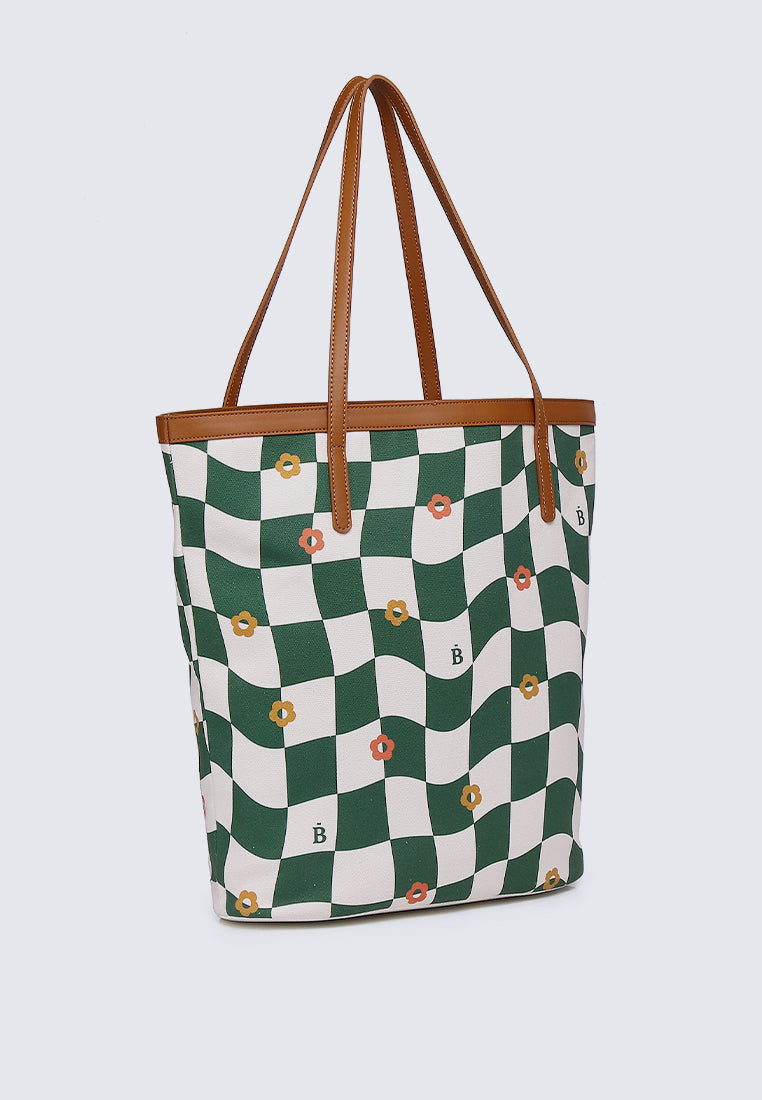 Checker Me Out Tote Bag In Green
