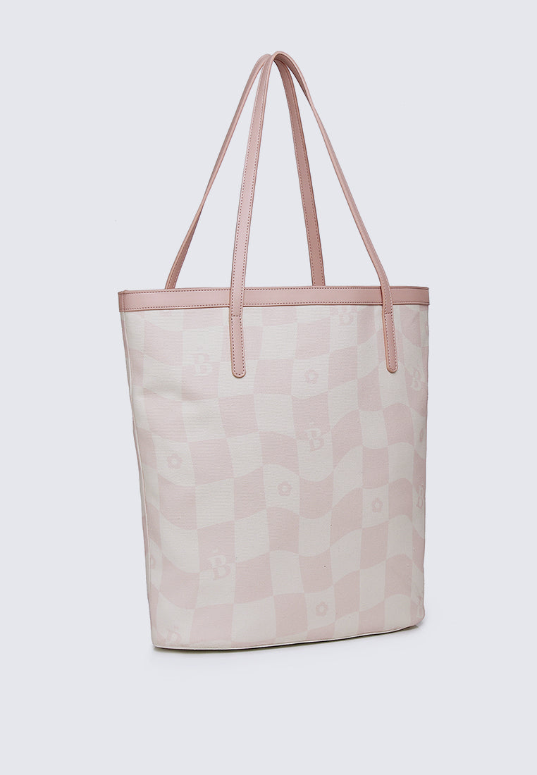 Checker Me Out Tote Bag In Pink