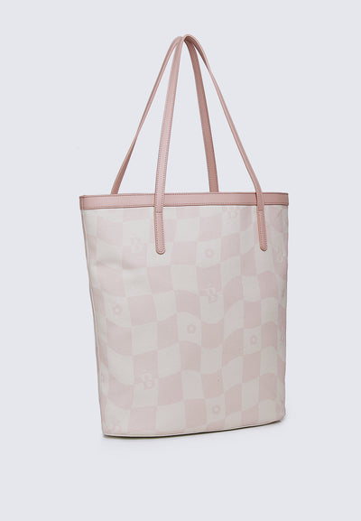 Checker Me Out Tote Bag In Pink