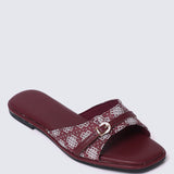 Syira Comfy Sandals In Maroon