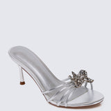 Eternal Blossom Comfy Heels In In Silver
