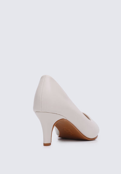Alvina Wide Feet Comfy Heels In Beige