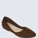 Cece Suede Comfy Ballerina In Espresso
